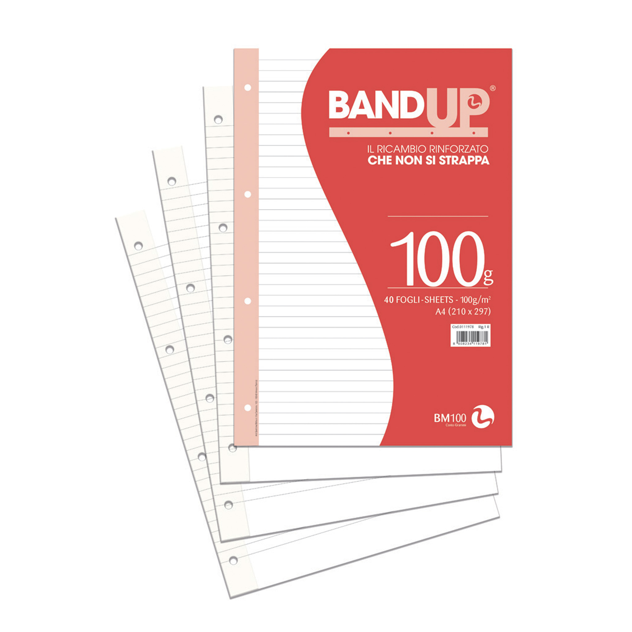 A4 reinforced loose leaf BANDUP 100 grams - 40 sheets