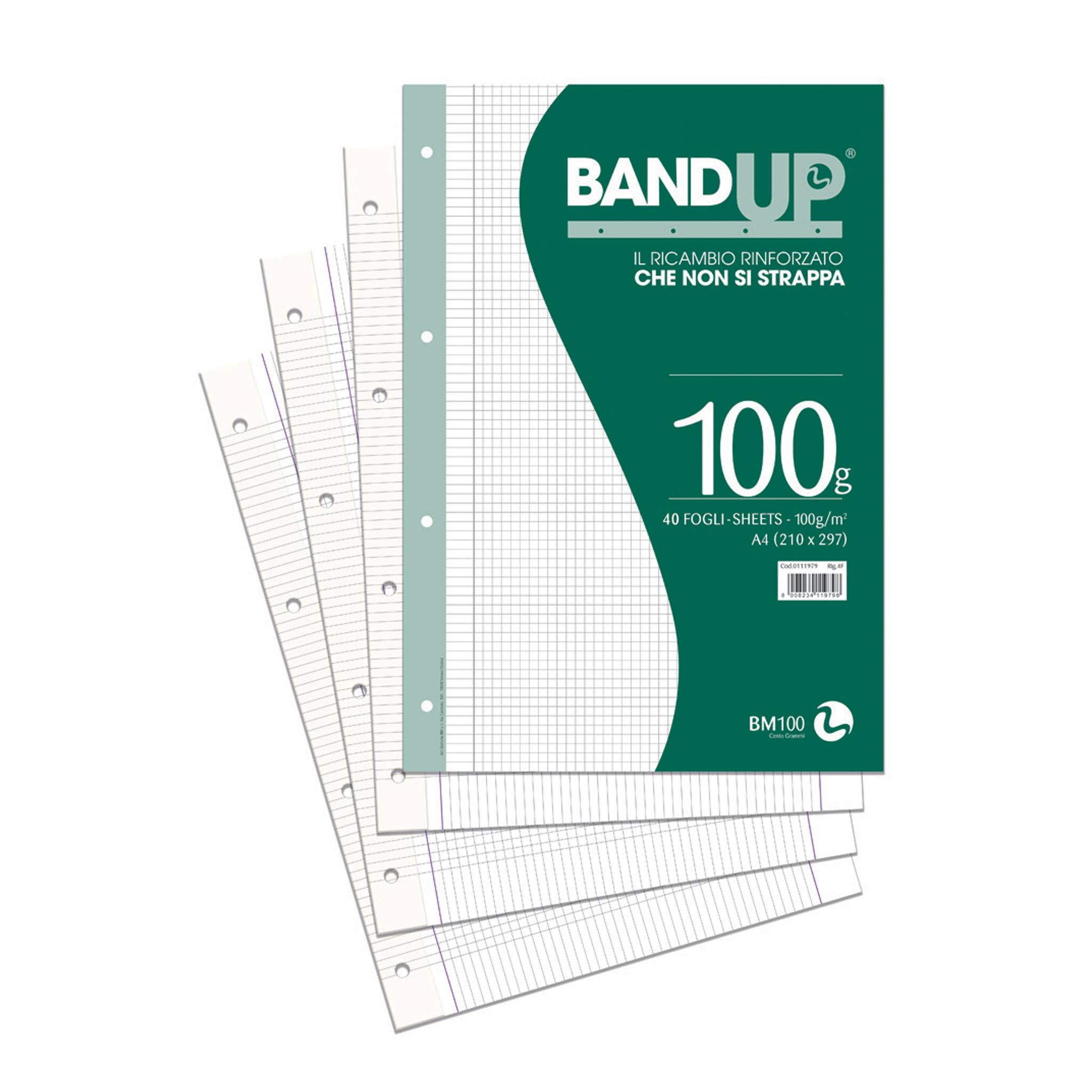 A4 reinforced loose leaf BANDUP 100 grams - 40 sheets