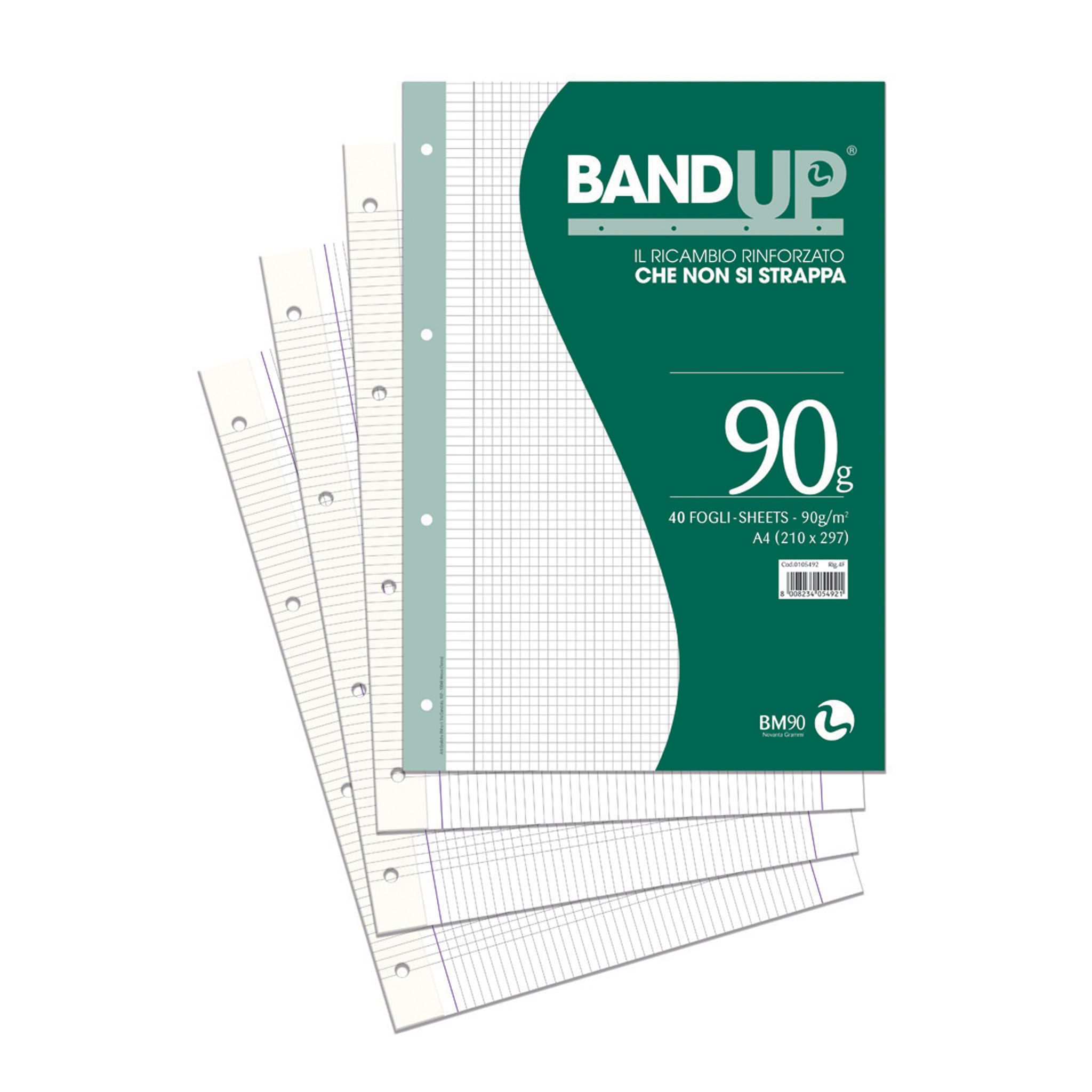 A4 reinforced loose leaf BANDUP 90 grams - 40 sheets