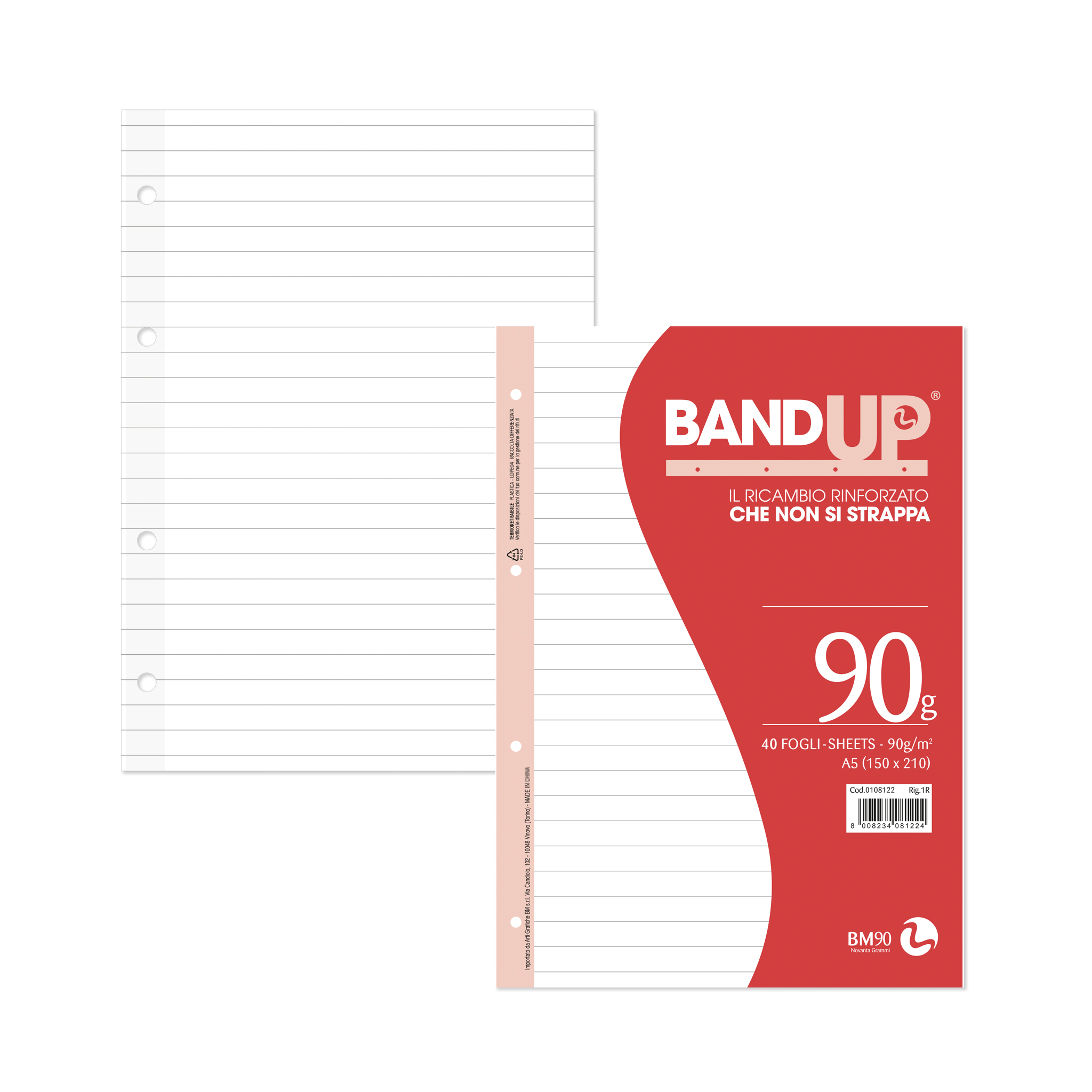 A5 reinforced loose leaf BANDUP 90 grams - 40 sheets