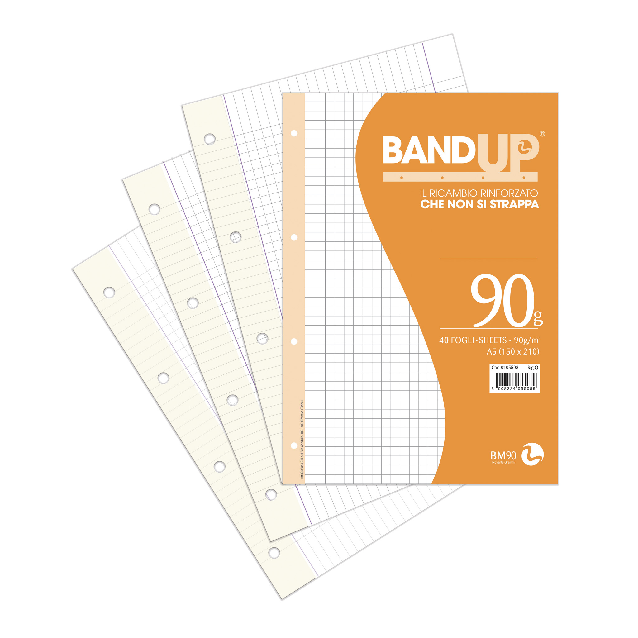 A5 reinforced loose leaf BANDUP 90 grams - 40 sheets