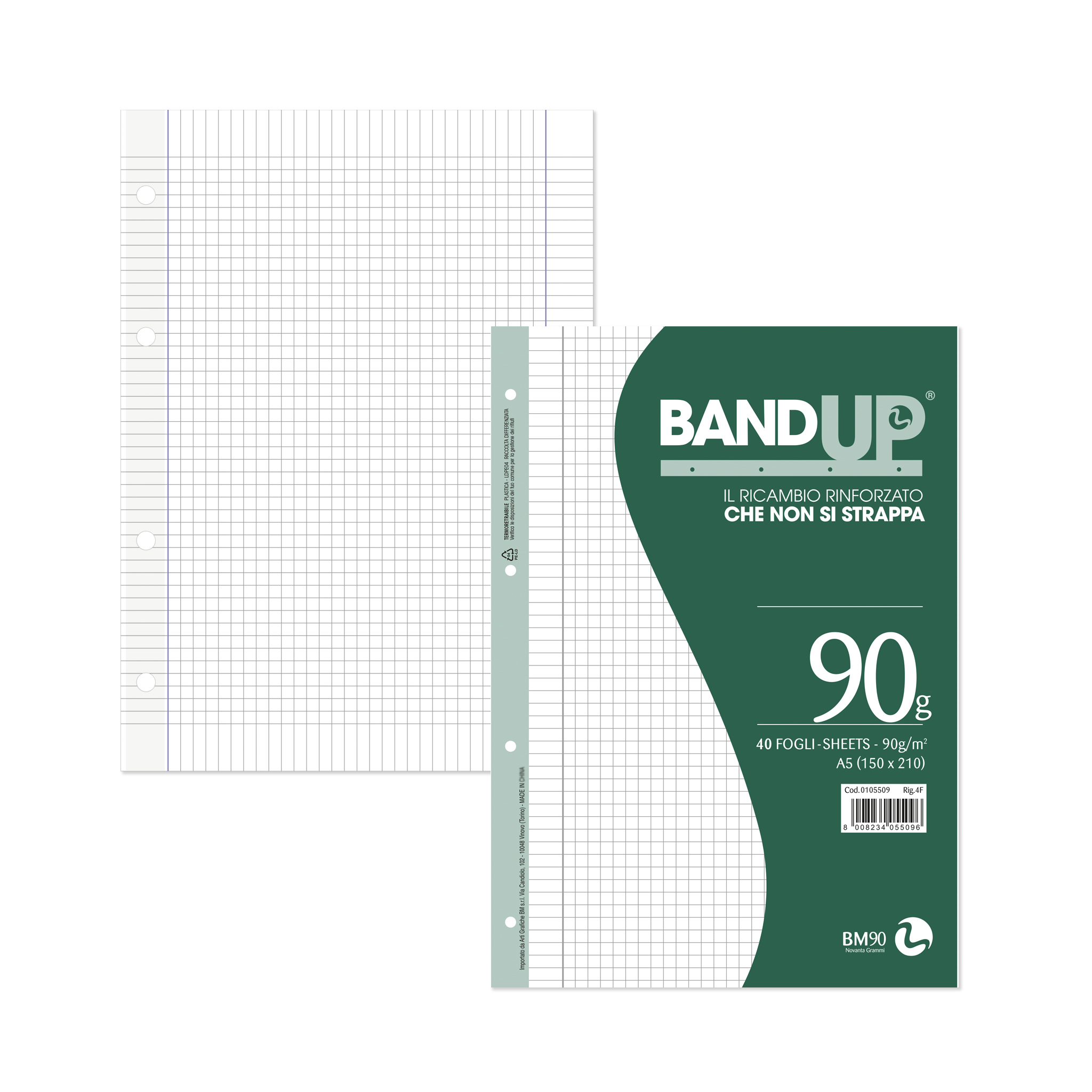 A5 reinforced loose leaf BANDUP 90 grams - 40 sheets