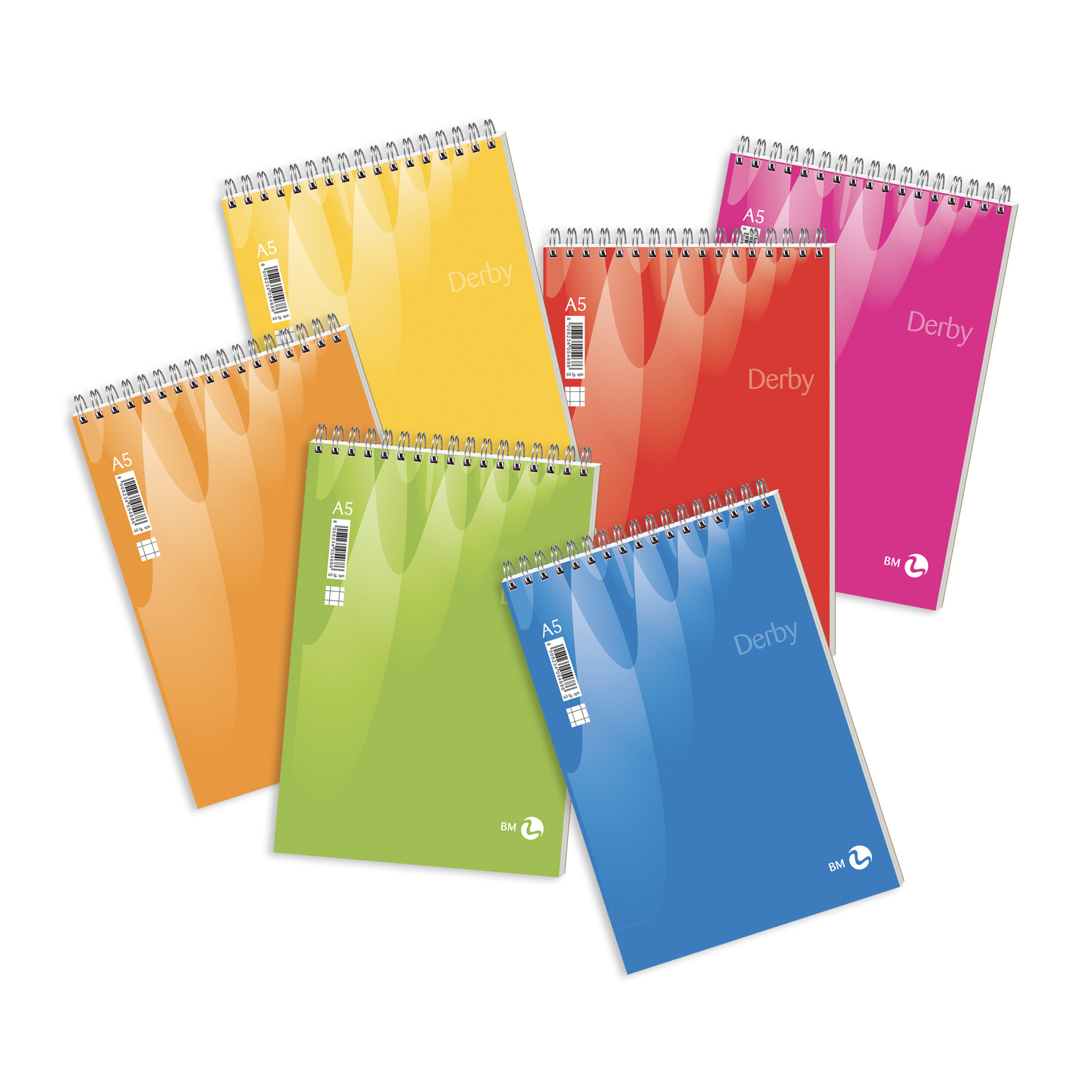 A5 spiral-bound short side derby - 5 assorted pieces