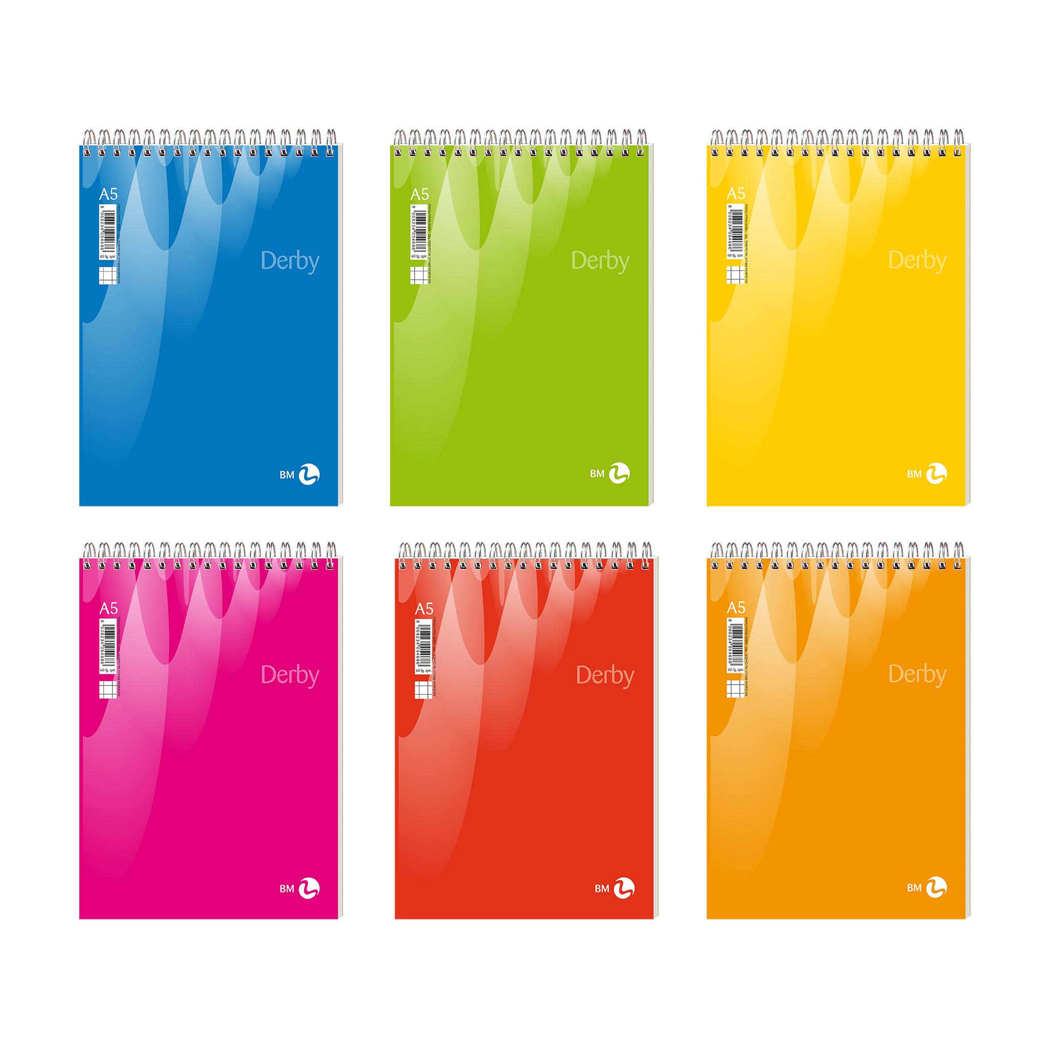 A5 spiral-bound short side derby - 5 assorted pieces