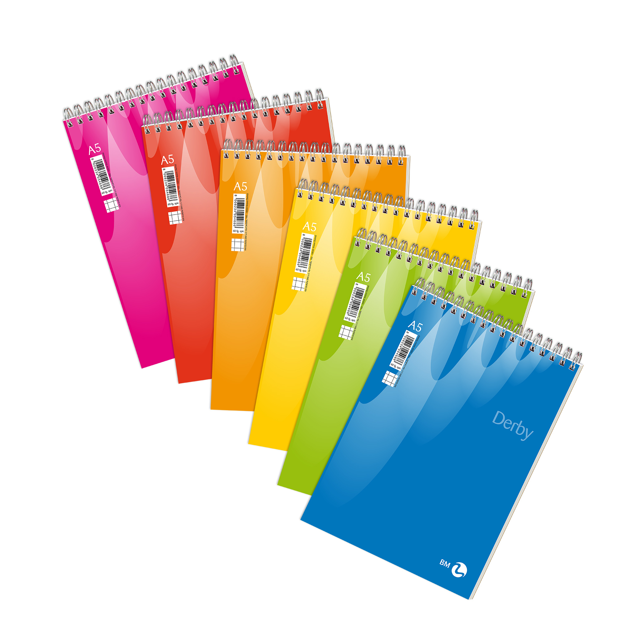 A5 spiral-bound short side derby - 5 assorted pieces