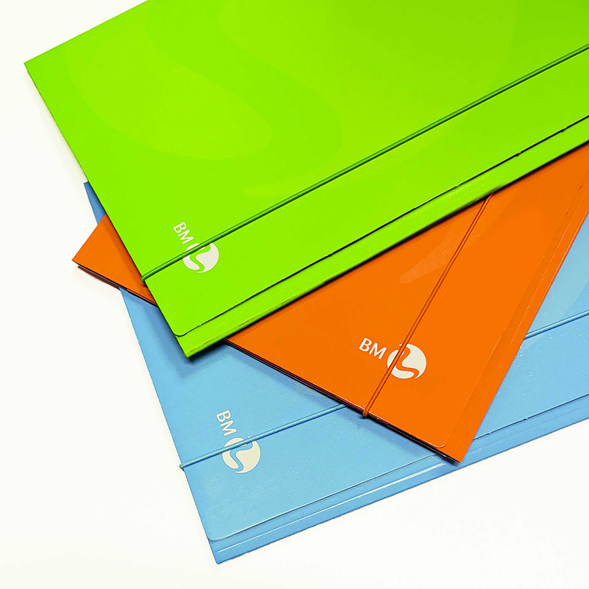 3-flap flat folders with elastic band - 10 assorted pieces