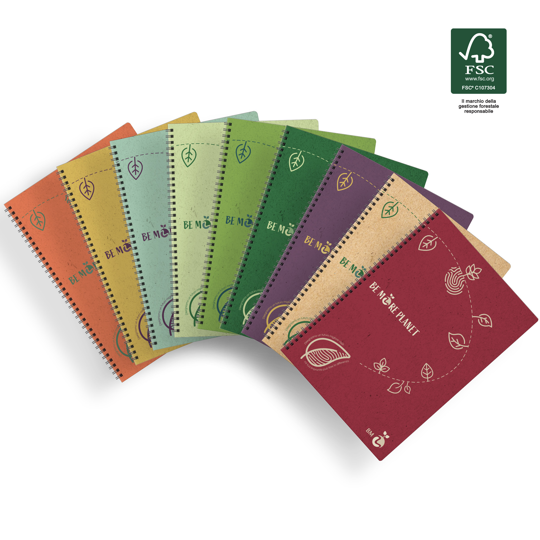 A4 spiral-bound eco-friendly BE MORE PLANET - 5 assorted pieces