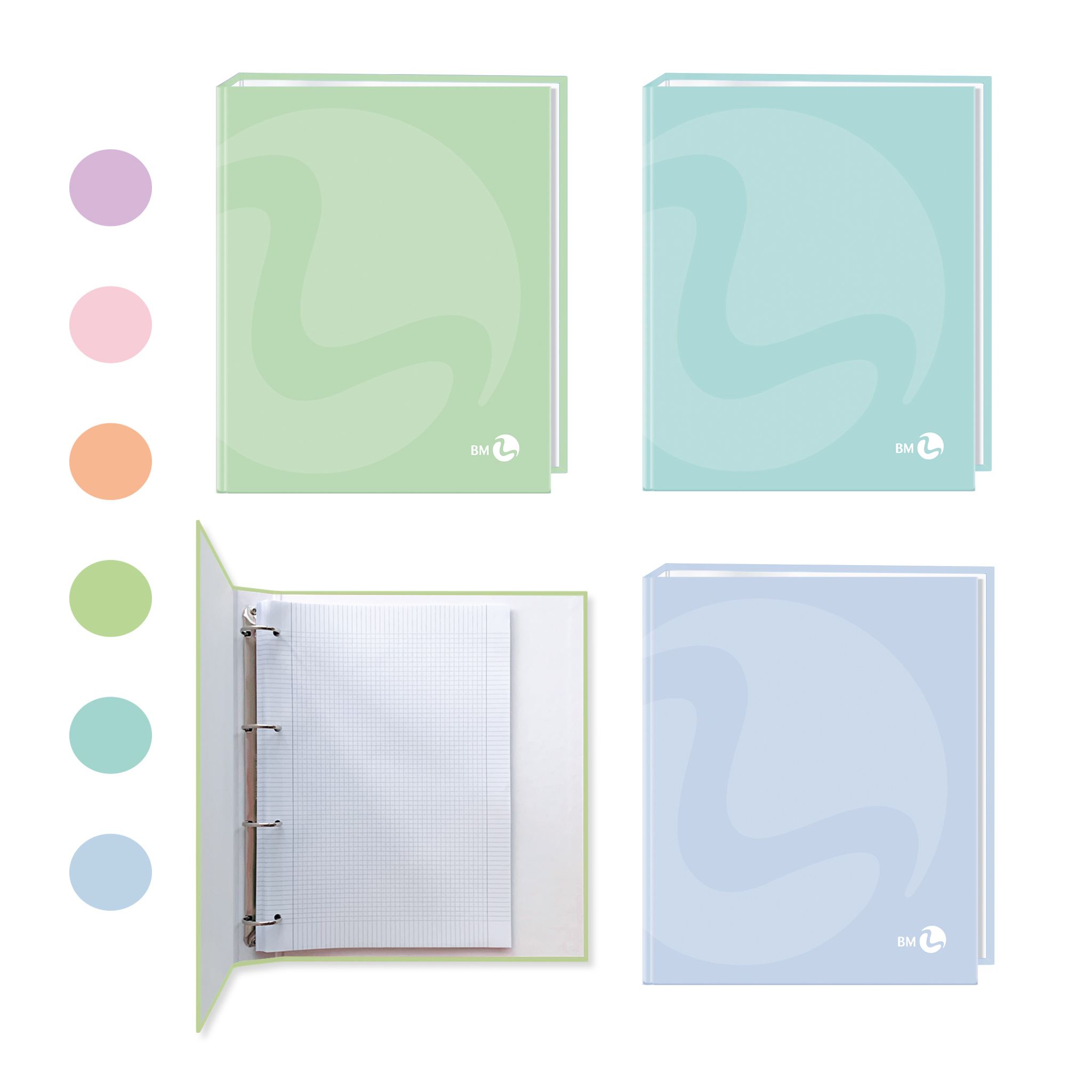 A4 pastel ring binders - 5 assorted pieces