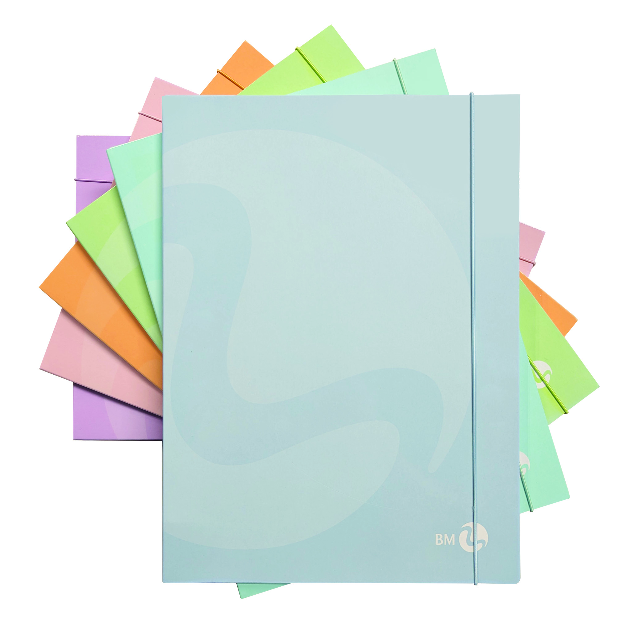 3-flap folders pastel with elastic 1 cm back - 6 assorted pieces