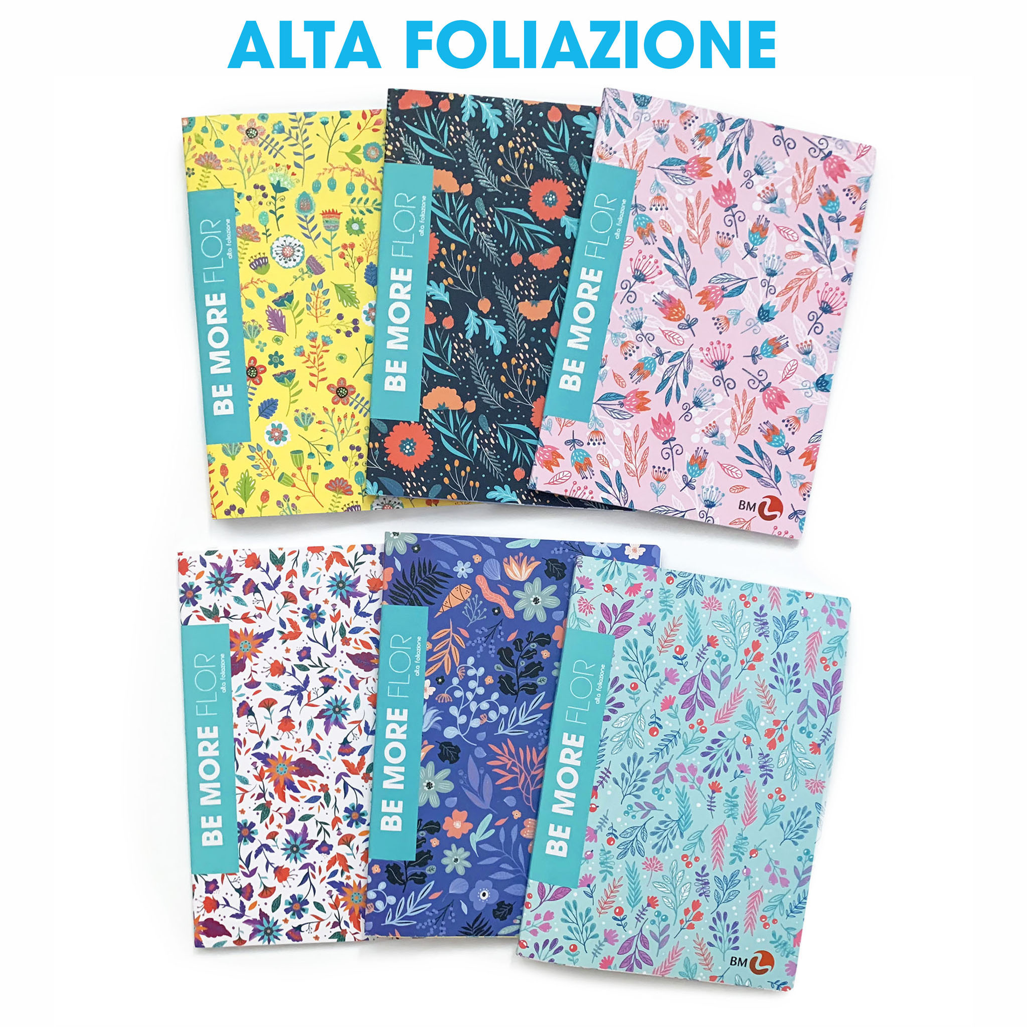 Maxi quaderni A4 BE MORE FLOR alta foliazione 100 gr- 10 pezzi assortiti