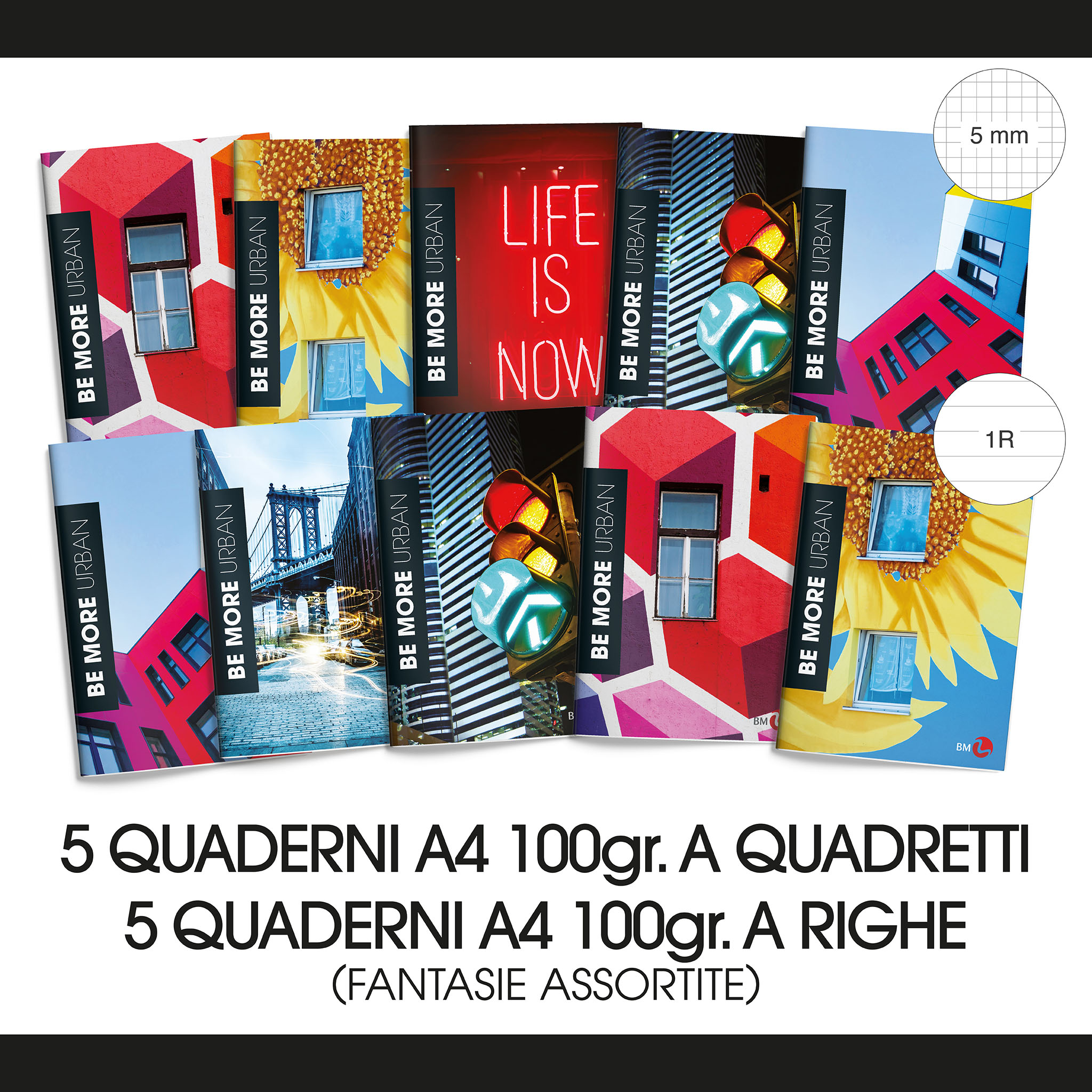 10 Quaderni Urban, 2 raccoglitori, 1 cartellina e 2 pacchi di bandup