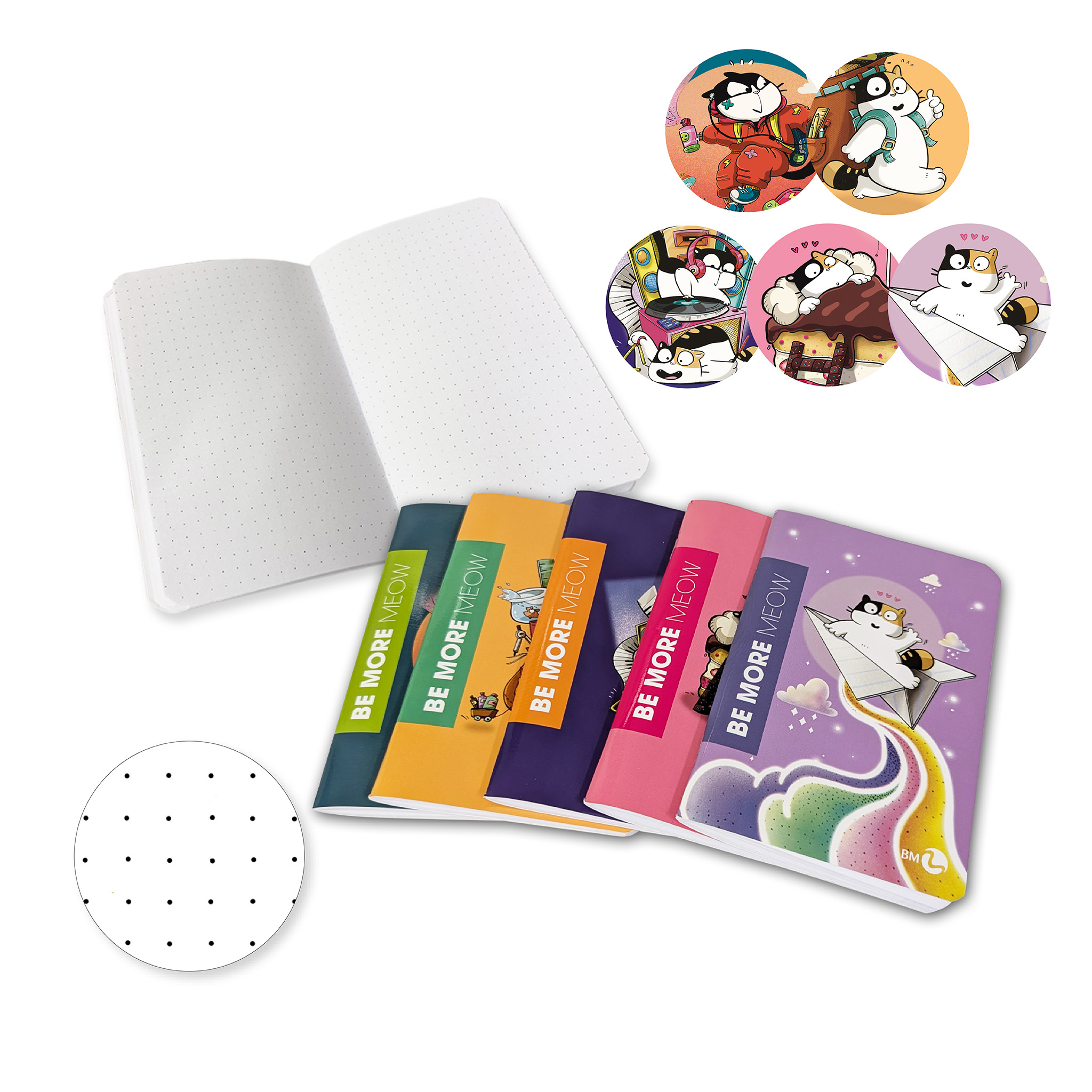 Meow dotted A6 mini notebooks - 5 assorted pieces