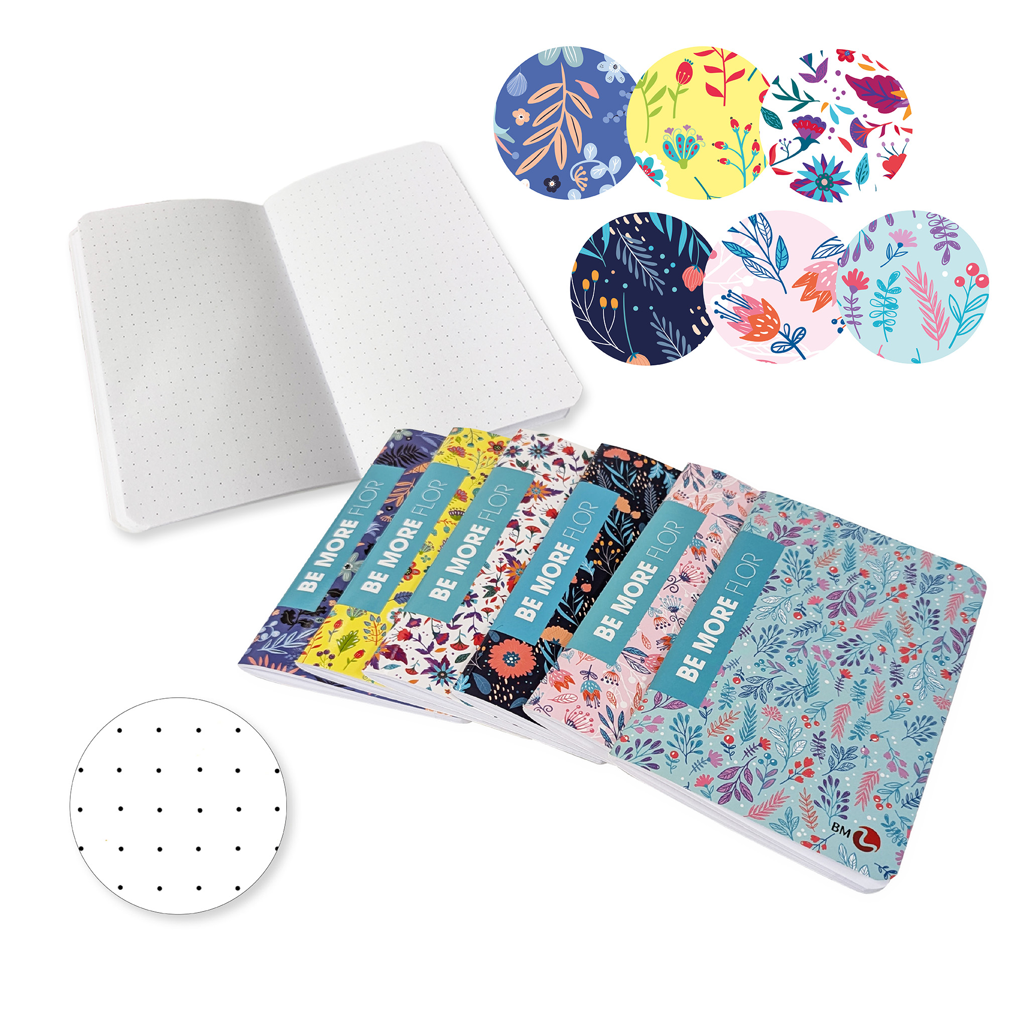 Flor dotted A6 mini notebooks - 5 assorted pieces