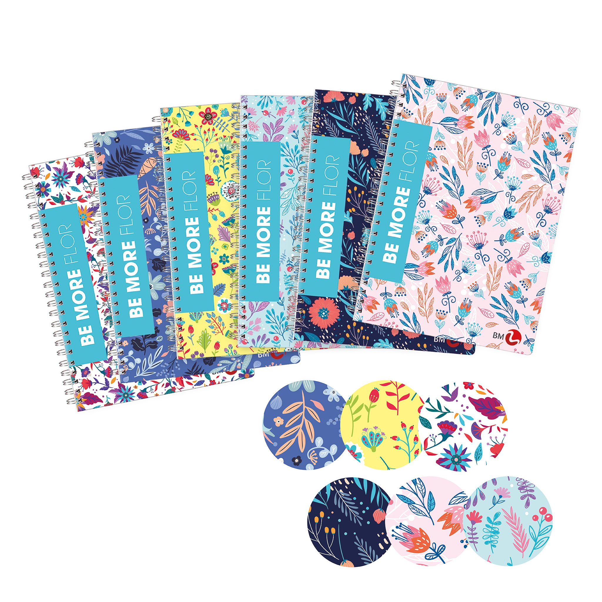 BE MORE FLOR A5 spiral notebooks - 4 assorted pieces