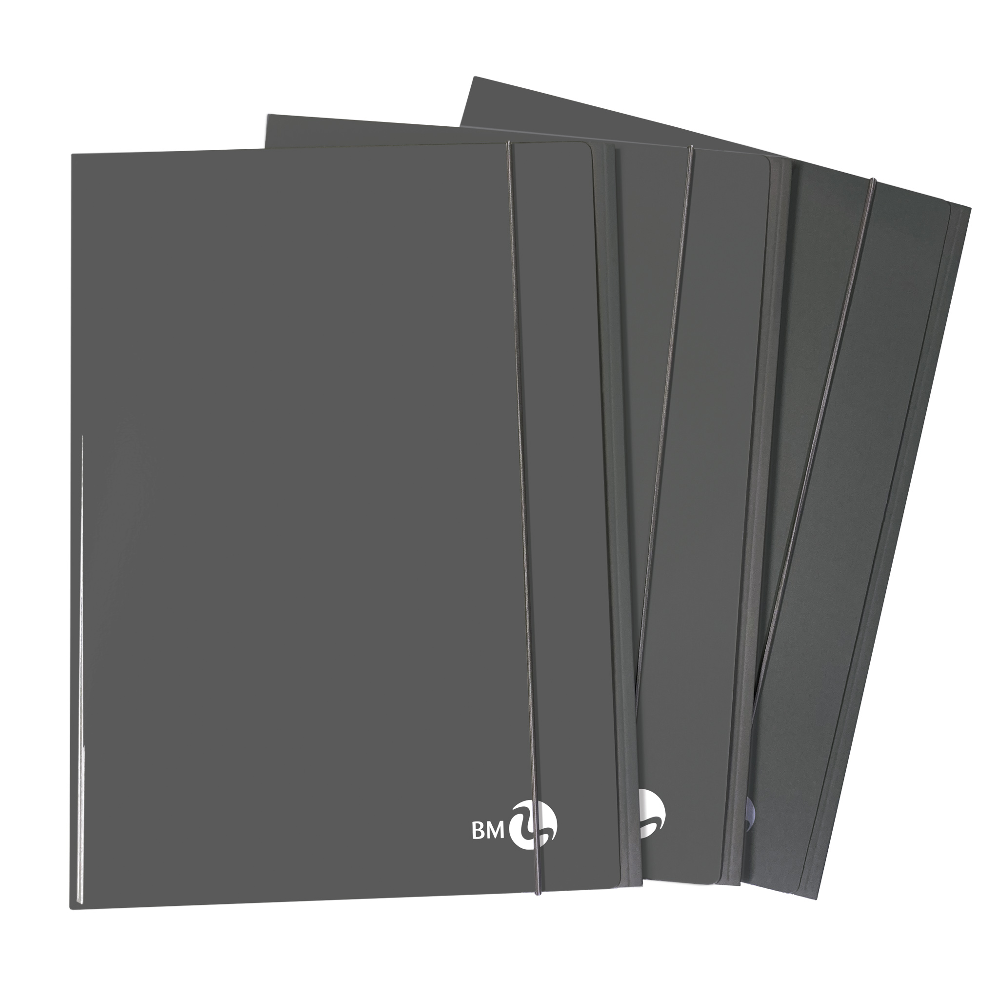 3-flap flat folders with elastic band, dark grey - 1 piece