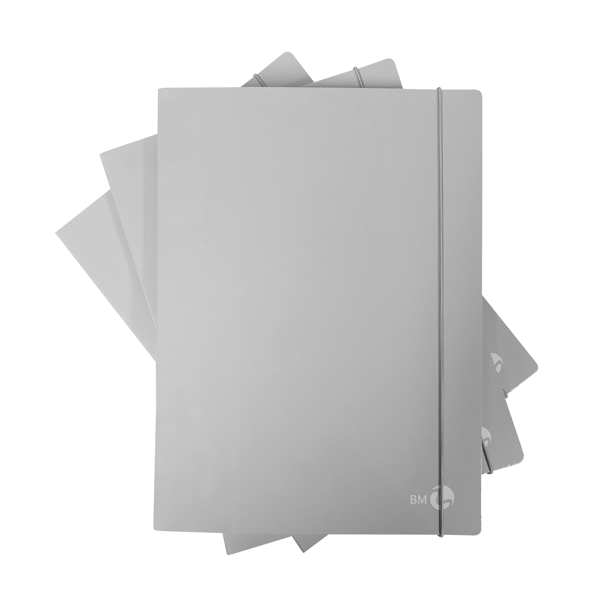 3-flap folders with elasticatic band 1 cm back, light grey - 6 assorted pieces