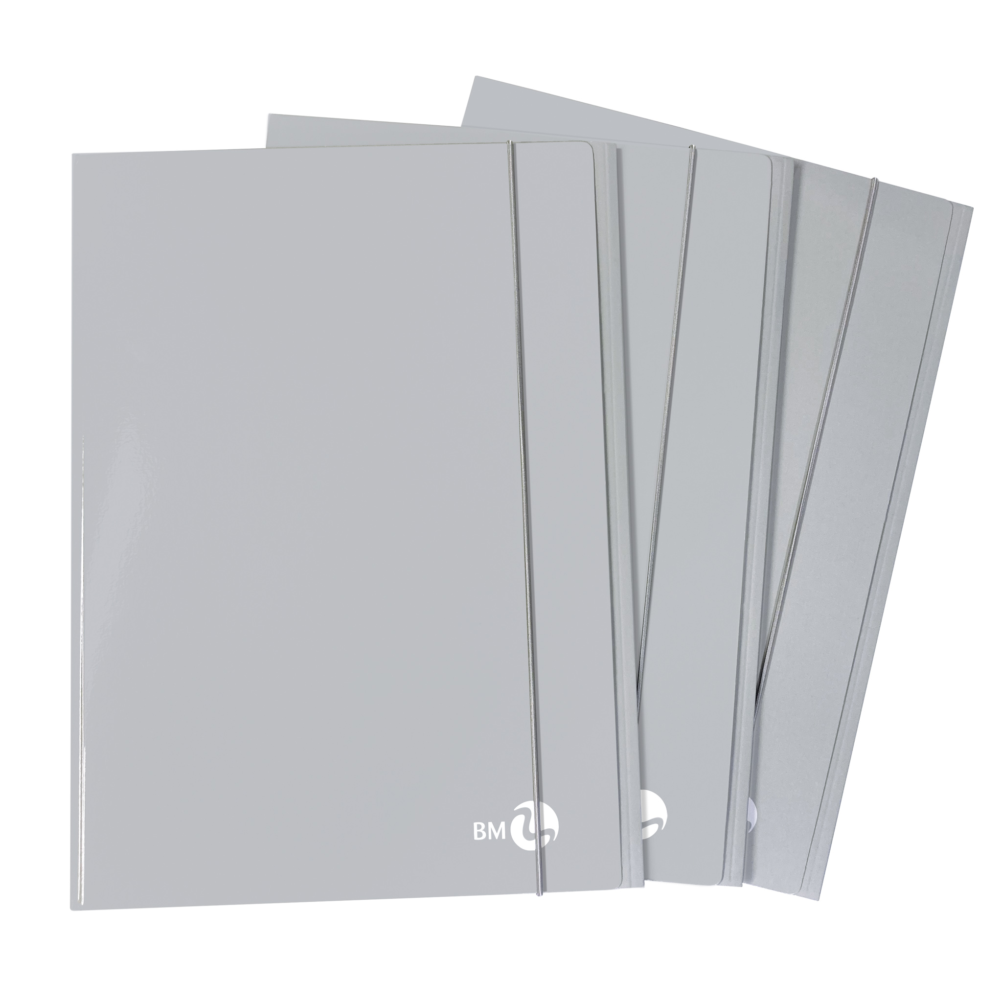 3-flap flat folders with elastic band, light grey - 1 piece