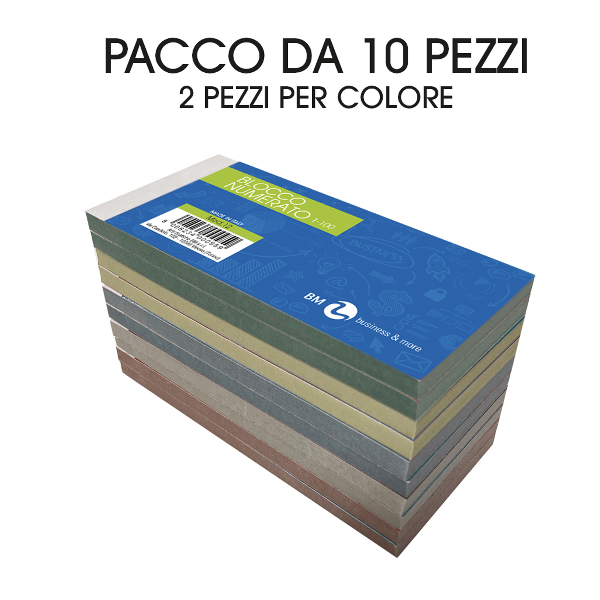 Numbered pads from 1 to 100 assorted colours - 10 pieces